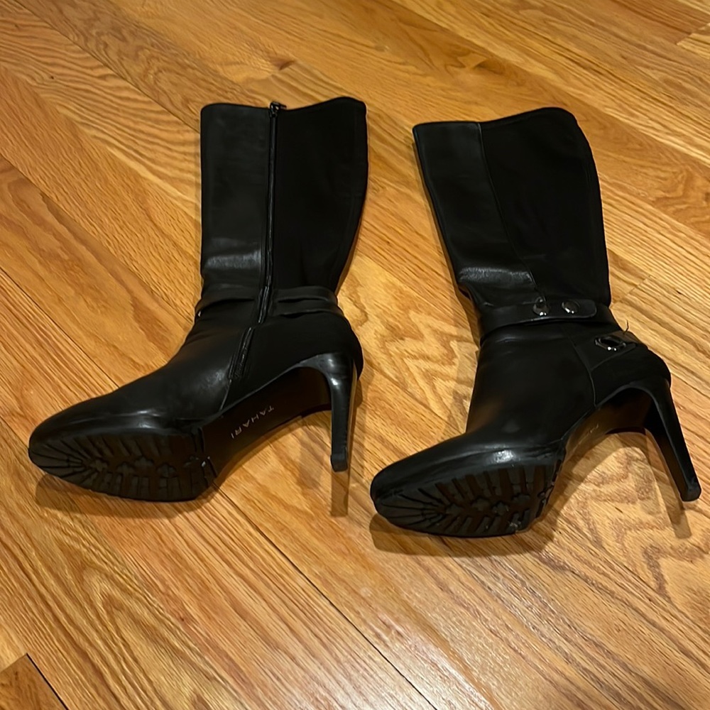 Black leather tall boot